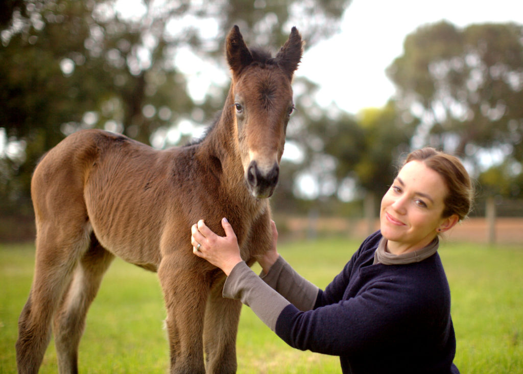 MUNGRUP GODSEND Claire Dawson with the filly by Playing God Photo / Ann Croucher